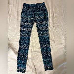 Blue Patterned Athletic Leggings
